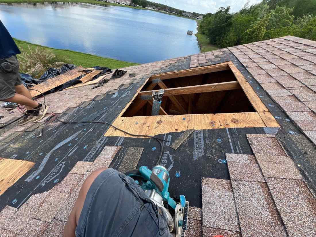 Crew installing new decking